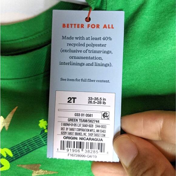 Cat & Jack Green Team Shamrock Rock Out Boys T Shirt 2T - Picture 5 of 8